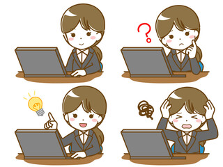 パソコンを操作するスーツの女性