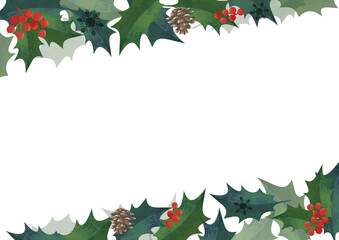 クリスマスカード 柊のリース 水彩イラスト はがきサイズ 100 148mm 比率 Wall Mural Pp7 クリスマスカード 柊のリース 水彩イラスト はがきサイズ 100 148mm 比率 Wall Mural Pp7
