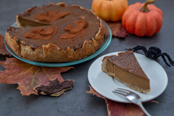 Delicious home made chocolate pumokin pie for halloween