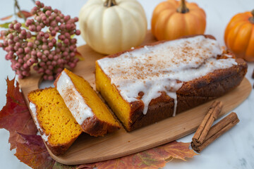 One loaf of home made pumpkin bread