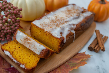 One loaf of home made pumpkin bread