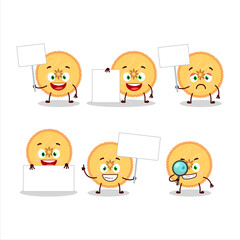 Savory pie cartoon character bring information board