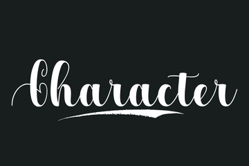  Character Bold Calligraphy White Color Text On Dork Grey Background