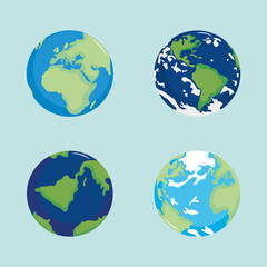 set of global world map planet geography