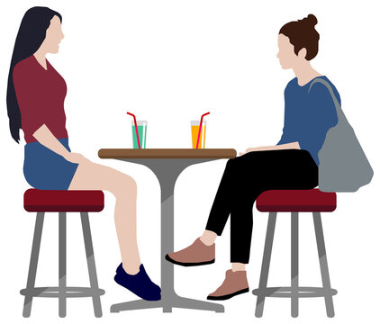 People (daily common life ) silhouette vector illustration / women talking in a cafe