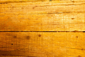 Excellent texture of an old wood table with cracks, nails and staples.