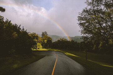 Rainbow at Tantalus Lookout  Puu Ualakaa State Park, Honolulu, Oahu, Hawaii
