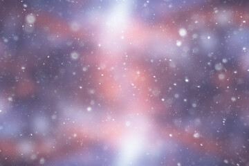 Obraz premium blurred snow / winter abstract background, snowflakes on abstract blurred glowing leaf background