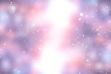 blurred snow / winter abstract background, snowflakes on abstract blurred glowing leaf background