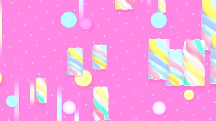 Looped colorful twisted marshmallow pattern animation.