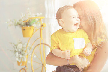 cheerful healthy baby smiling / portrait of a small child, boy little son cheerful health