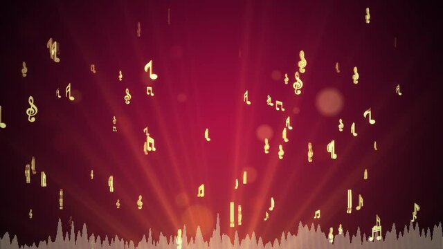 Abstract Music notes and shadow symbols value musical Loop 4K background. For Reality shows, Music Awards, Dance Party, VJ Shows, DJ Party, Stage Shows. sound wave, beat Music staff.
