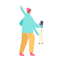 People performing winter sports activities. Skiing people.