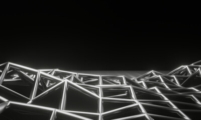 3D rendering topographic metallic wireframe