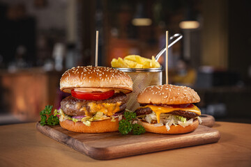 Two pieces of hamburger