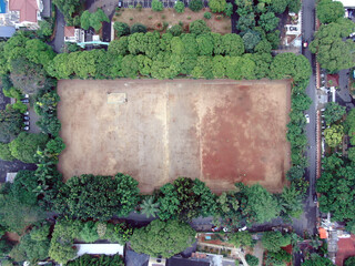 Football field top view aerial Jakarta Pasar Minggu