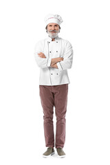 Mature male chef on white background
