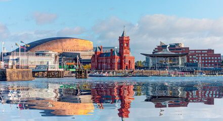 Panoramic view of the Cardiff Bay - Cardiff, Wales