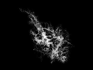 Stock image of water splash: High resolution water splashes isolated on black background. Royalty high-quality free stock photo image of water splash with bubbles of air on the black background