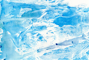 Abstract background of blue watercolor on paper texture, hand painted image
