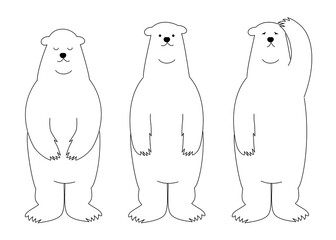シロクマ　ベクター　線画　イラスト素材