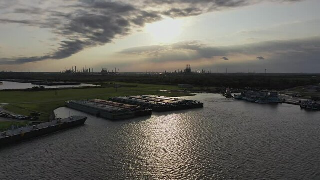 Maritime Sunset near bridge city Texas at sunset