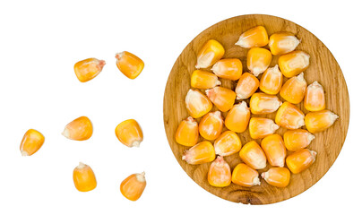 Corn isolated on white background, top view