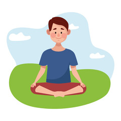Obraz na płótnie Canvas man practicing yoga avatar character