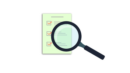 holding clipboard with financial reports and magnifying glass