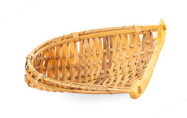 Bamboo basket hand made an isolated on white background