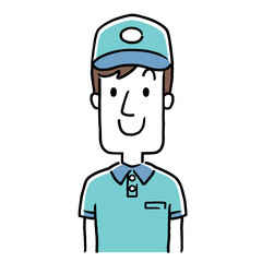 イラスト素材：若い配達員の男性
