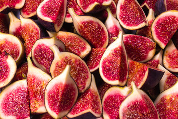 Tasty figs background. Top view.