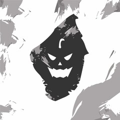 Dark Spooky Design of Halloween Jack-o'-lantern Character Illustration (with water brush pattern)