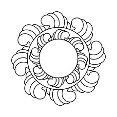 Ethnic mandala made of wavy petals, beautiful vintage flower pattern, floral ornament . Round Frame for text.