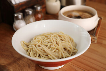 Tsukemen ramen with soup for dipping Japanese food