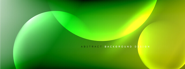 Vector abstract background liquid bubble circles on fluid gradient with shadows and light effects. Shiny design templates for text