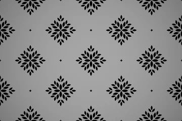 Kissenbezug Flower geometric pattern. Seamless vector background. Black and gray ornament. Ornament for fabric, wallpaper, packaging. Decorative print © ELENA