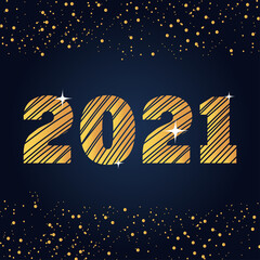 2021 happy new year golden striped number calendar celebration