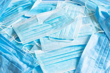 Disposable masks. Used surgical disposable masks.