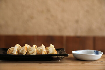 Fototapeta na wymiar gyoza dumpling japanese style in close up