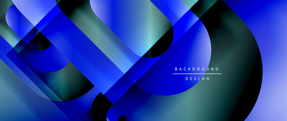 Vector geometric abstract background with lines and modern forms. Fluid gradient with abstract round shapes and shadow and light effects