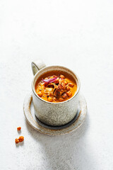 Soup in mugs