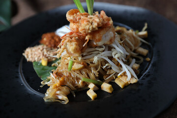 Thai food pad thai fried noodle with shrimp