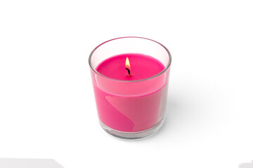 Obraz na płótnie Canvas Pink aromatic candle isolated on white background.