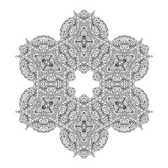 Handdrawing circle mandala coloring page for adult. Black and white mandala poster. Relax and meditation. Enjoy!	