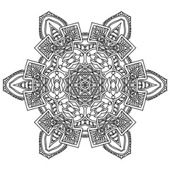 Handdrawing circle mandala coloring page for adult. Black and white mandala poster. Relax and meditation. Enjoy!	