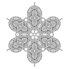 Handdrawing circle mandala coloring page for adult. Black and white mandala poster. Relax and meditation. Enjoy!	