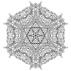 Handdrawing circle mandala coloring page for adult. Black and white mandala poster. Relax and meditation. Enjoy!	