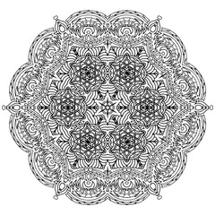 Handdrawing circle mandala coloring page for adult. Black and white mandala poster. Relax and meditation. Enjoy!	