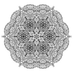 Handdrawing circle mandala coloring page for adult. Black and white mandala poster. Relax and meditation. Enjoy!	